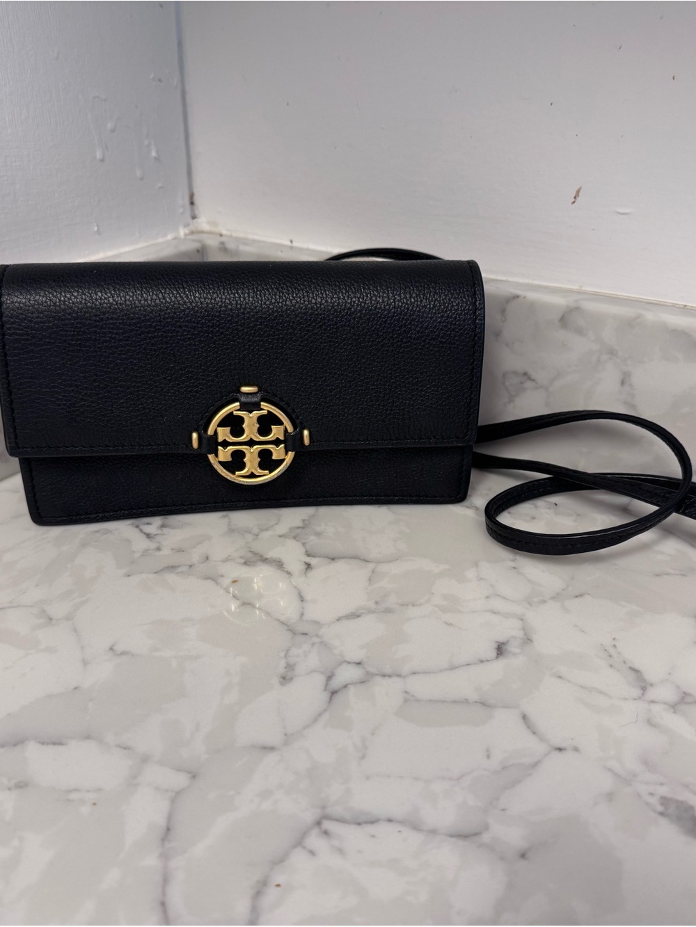 Tory Burch Miller Wallet Crossbody with Gold Logo Accent